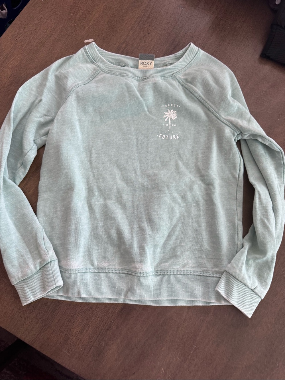 Roxy Girls Sweatshirt Size 8 NWOT - Beach Palm Tree Mint